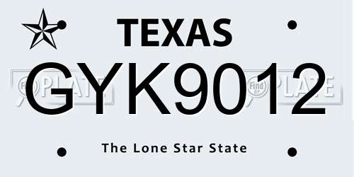GYK9012 Texas License Plate