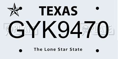 GYK9470 Texas License Plate