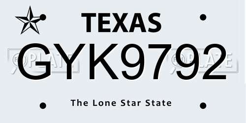 GYK9792 Texas License Plate