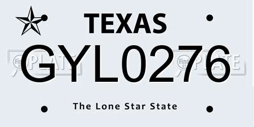 GYL0276 Texas License Plate