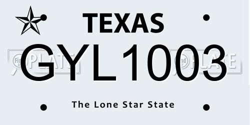 GYL1003 Texas License Plate