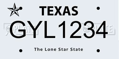 GYL1234 Texas License Plate