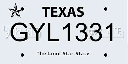 GYL1331 Texas License Plate