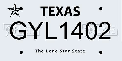 GYL1402 Texas License Plate