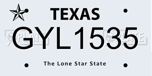 GYL1535 Texas License Plate