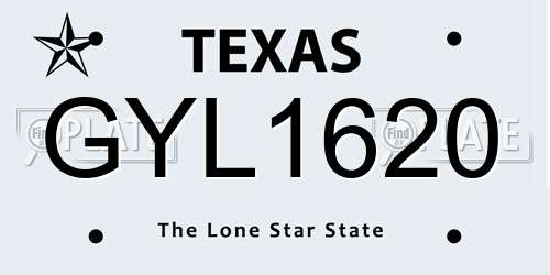 GYL1620 Texas License Plate