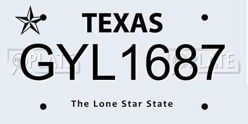 GYL1687 Texas License Plate