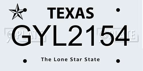 GYL2154 Texas License Plate