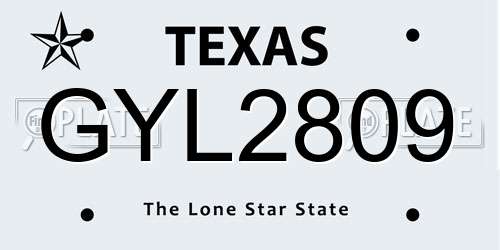 GYL2809 Texas License Plate