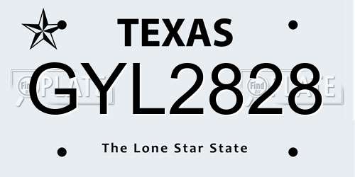 GYL2828 Texas License Plate