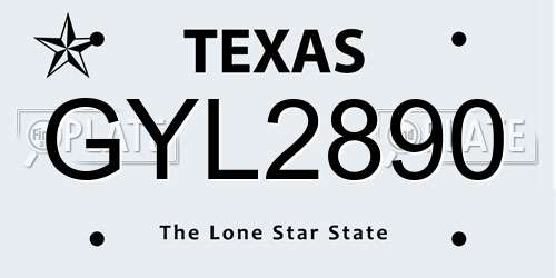 GYL2890 Texas License Plate