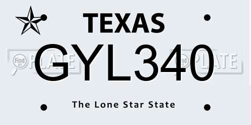 GYL340 Texas License Plate
