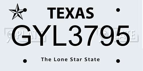 GYL3795 Texas License Plate