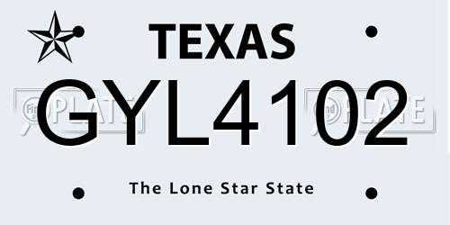 GYL4102 Texas License Plate