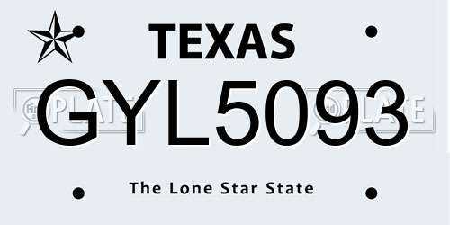 GYL5093 Texas License Plate