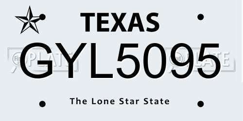 GYL5095 Texas License Plate