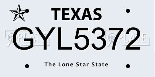 GYL5372 Texas License Plate