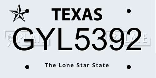 GYL5392 Texas License Plate