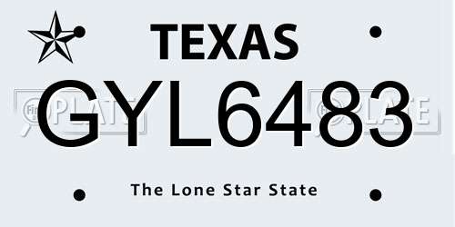 GYL6483 Texas License Plate
