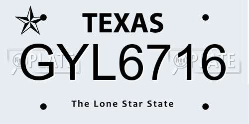 GYL6716 Texas License Plate