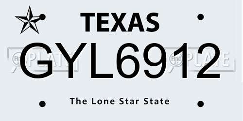 GYL6912 Texas License Plate