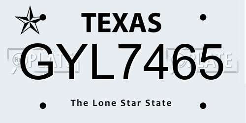GYL7465 Texas License Plate