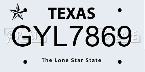 GYL7869 Texas License Plate