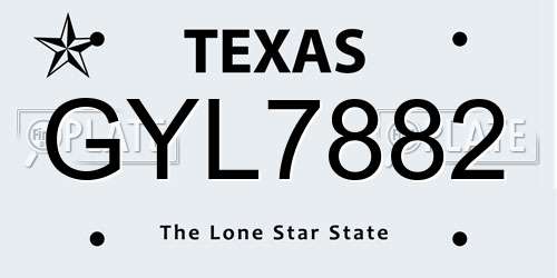 GYL7882 Texas License Plate