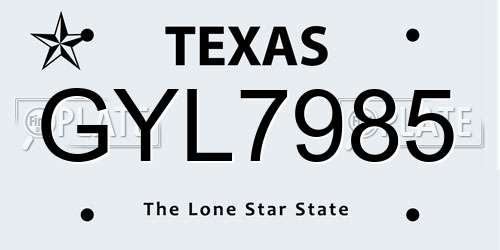 GYL7985 Texas License Plate