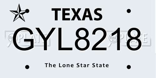 GYL8218 Texas License Plate
