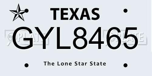 GYL8465 Texas License Plate
