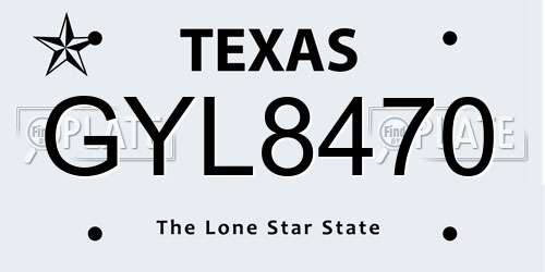 GYL8470 Texas License Plate