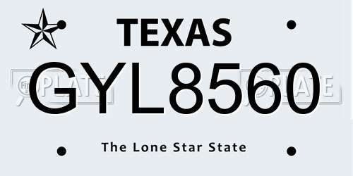 GYL8560 Texas License Plate
