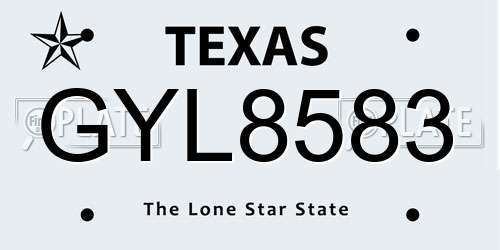 GYL8583 Texas License Plate