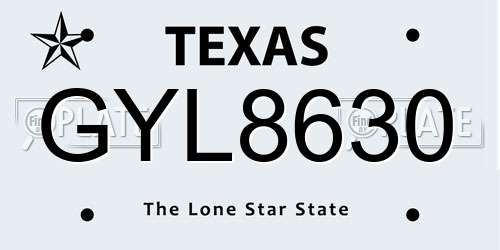 GYL8630 Texas License Plate