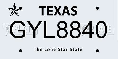GYL8840 Texas License Plate