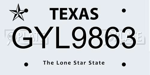 GYL9863 Texas License Plate