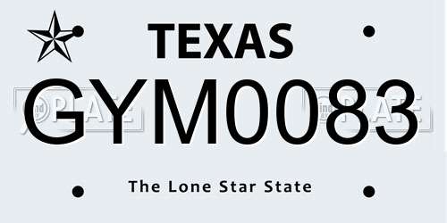 GYM0083 Texas License Plate