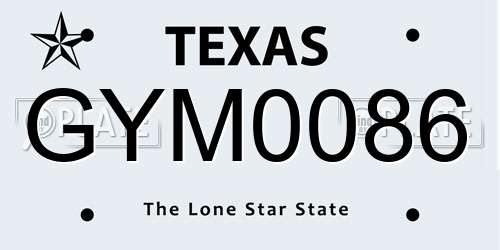 GYM0086 Texas License Plate