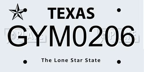 GYM0206 Texas License Plate
