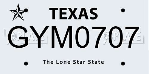 GYM0707 Texas License Plate