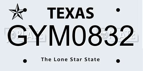 GYM0832 Texas License Plate