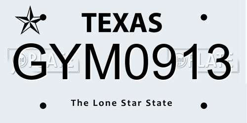 GYM0913 Texas License Plate
