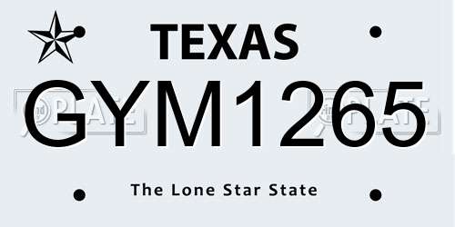 GYM1265 Texas License Plate