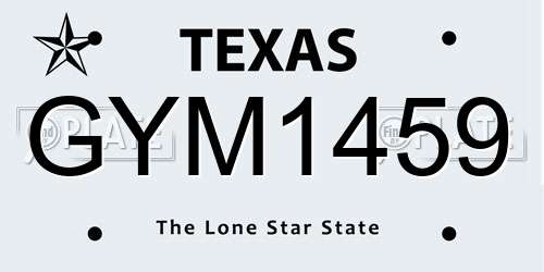 GYM1459 Texas License Plate