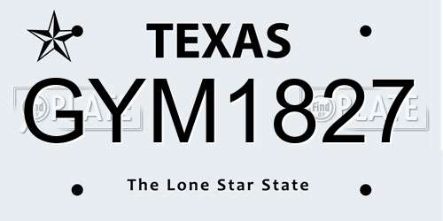 GYM1827 Texas License Plate
