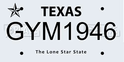 GYM1946 Texas License Plate