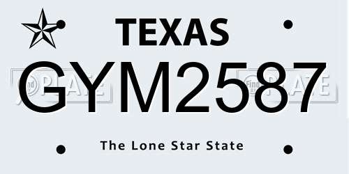 GYM2587 Texas License Plate