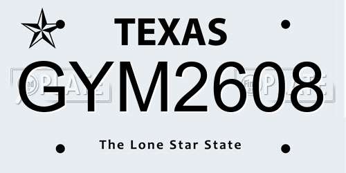 GYM2608 Texas License Plate