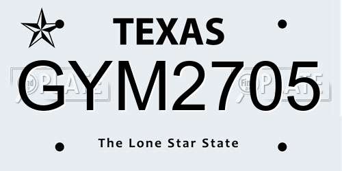 GYM2705 Texas License Plate